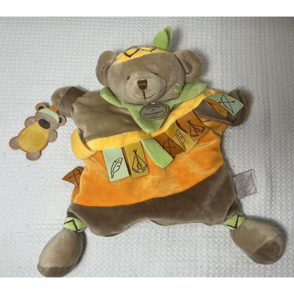 DouDou Et Compagnie Paris Native American Indian Teddy Bear Plush Lovey Puppet